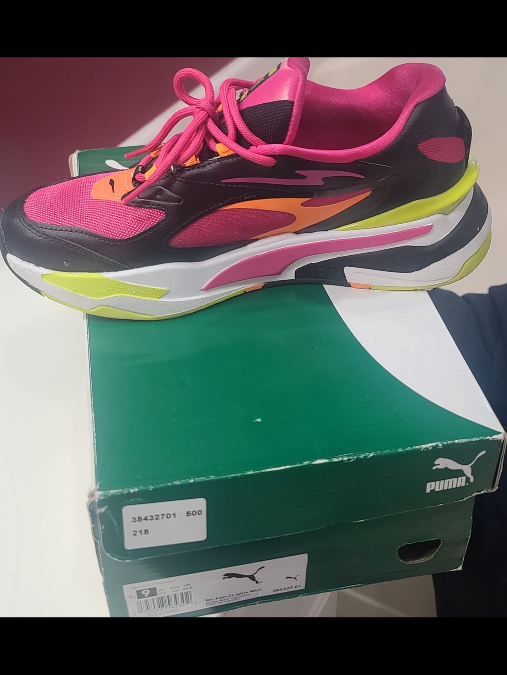 Puma Pink Orange Black Neon Athletic Sneakers - Picture 3 of 4